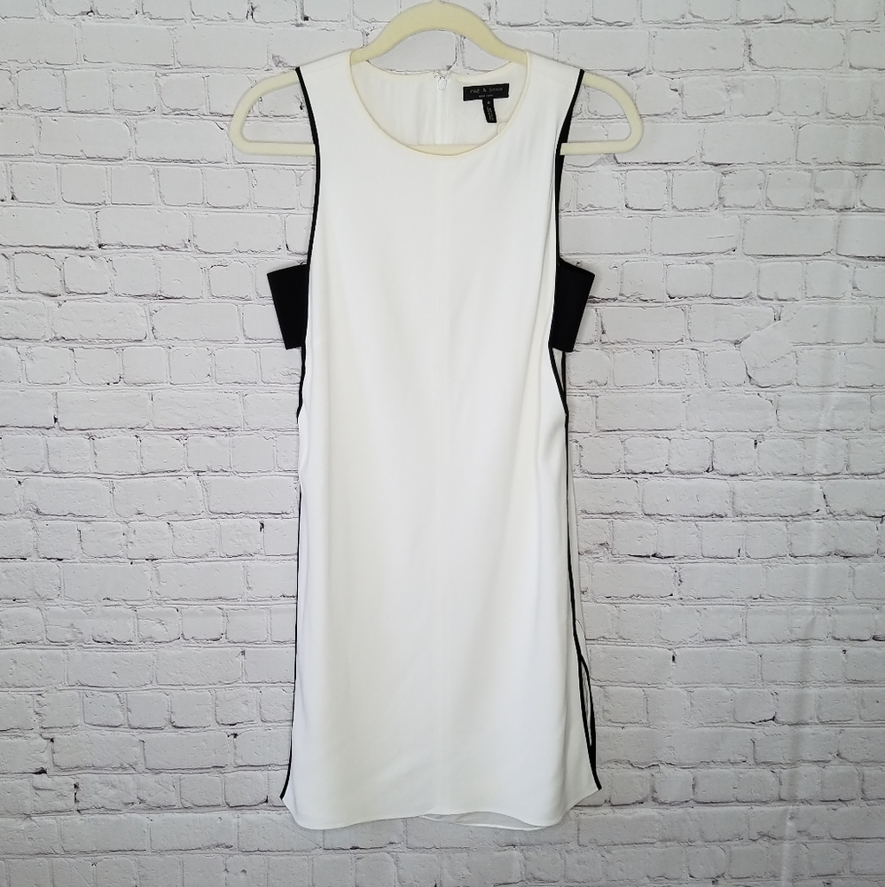 Rag & Bone White Midi Dress with Black Accents